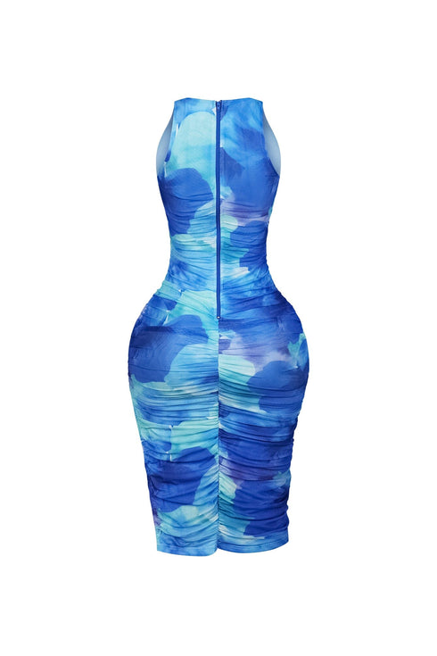 Nevada Mesh Print Sleeveless Midi Dress