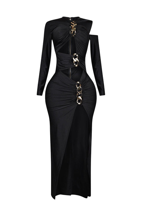 Montana Nylon Metal Chain Maxi Dress