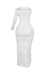 So Dramatic Mesh Ruched One Sleeve Dress
