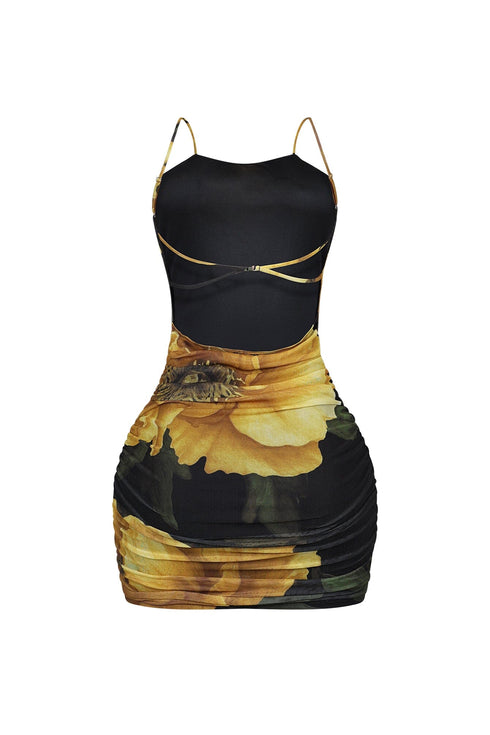 Luciana Mesh Floral Print Mini Dress