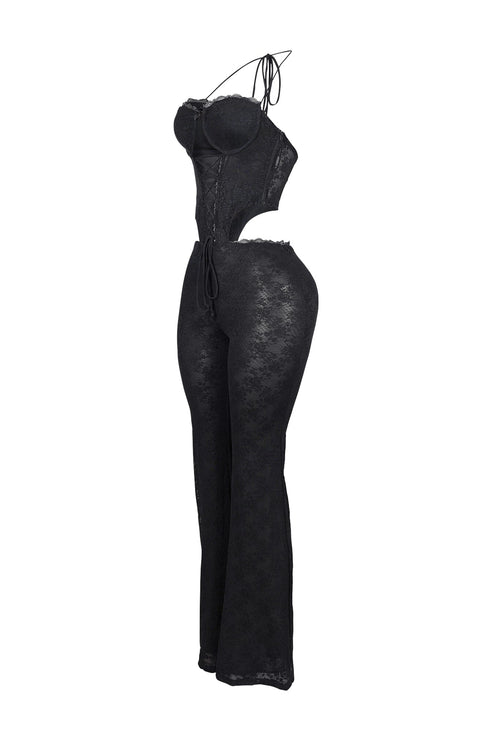 Nevaeh Mesh Lace Halter Padded Jumpsuit