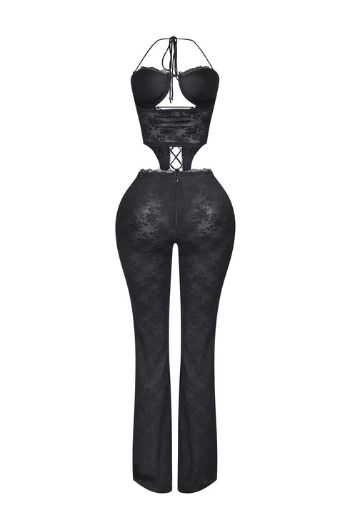 Nevaeh Mesh Lace Halter Padded Jumpsuit