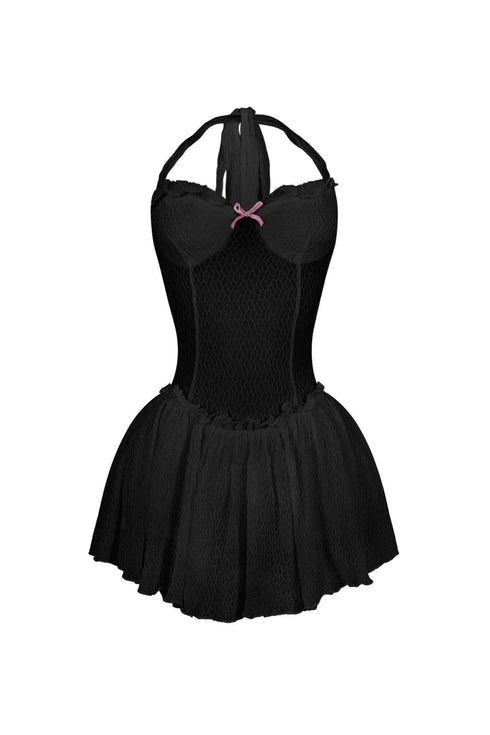 Selah Lace Halter Mini Dress With Bow