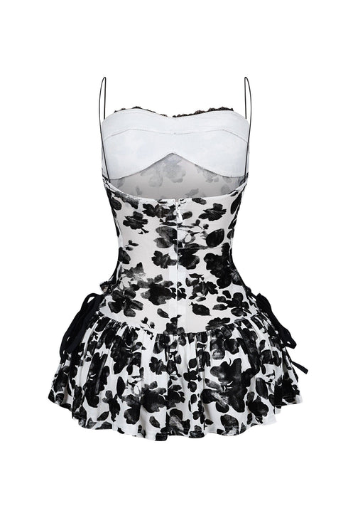 Elisa Mesh Burnout Lace Up Mini Dress