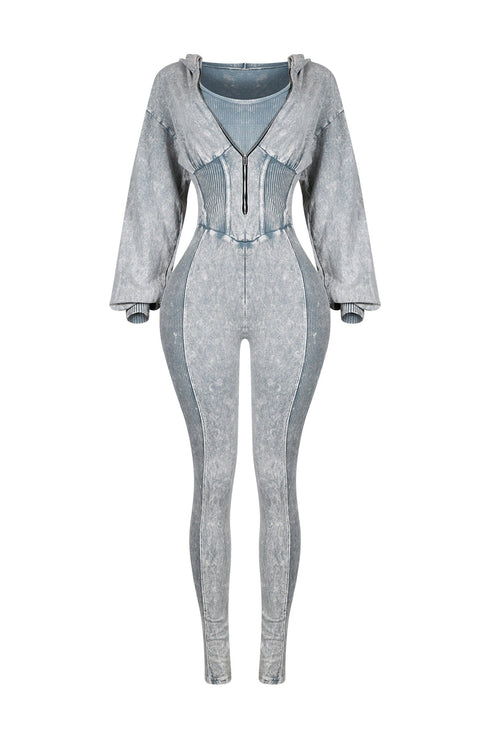 Margaret Mineral Washed Zipper Jumpsuit