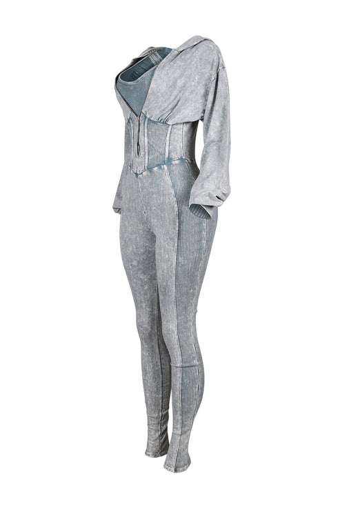 Margaret Mineral Washed Zipper Jumpsuit