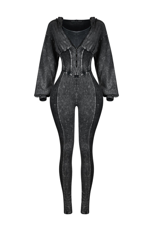 Margaret Mineral Washed Zipper Jumpsuit