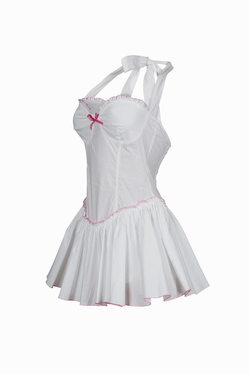 Trinity Poplin Halter Flare Mini Dress