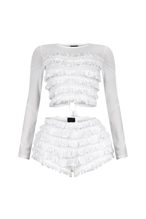 Sunny Mesh Lace Top & Shorts SET