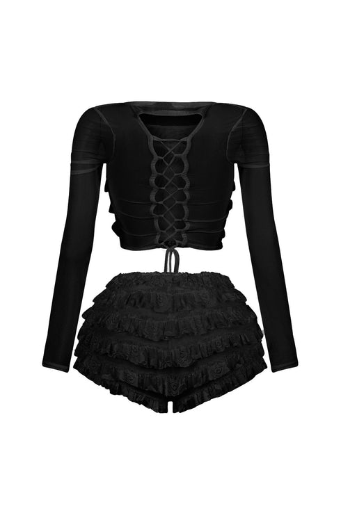Sunny Mesh Lace Top & Shorts SET