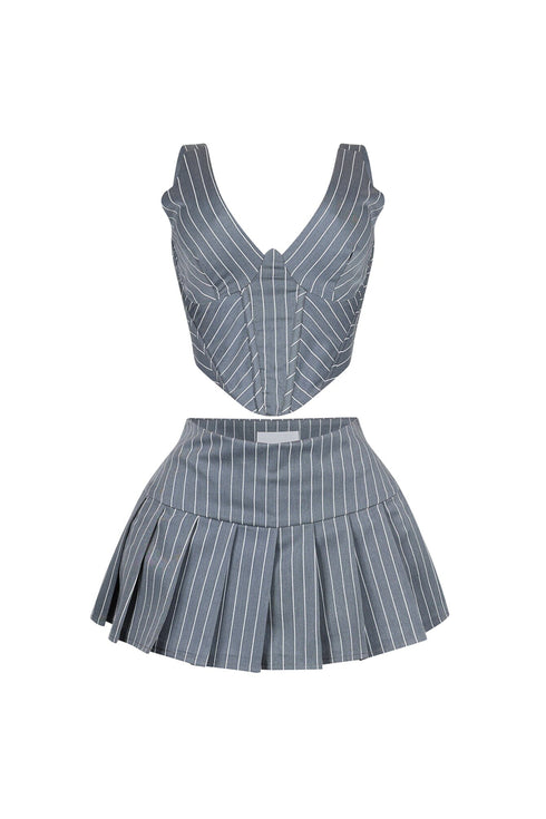 Yonah Pinstripe Corset Top & Skirt SET