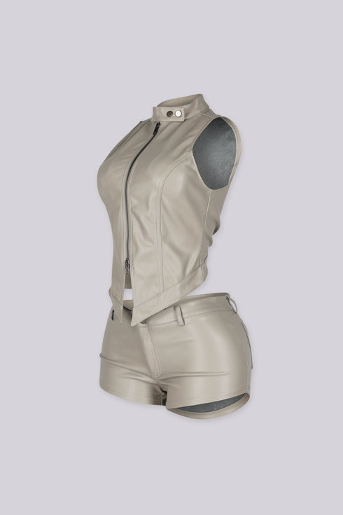 Iron Leather Halter Top & Shorts SET