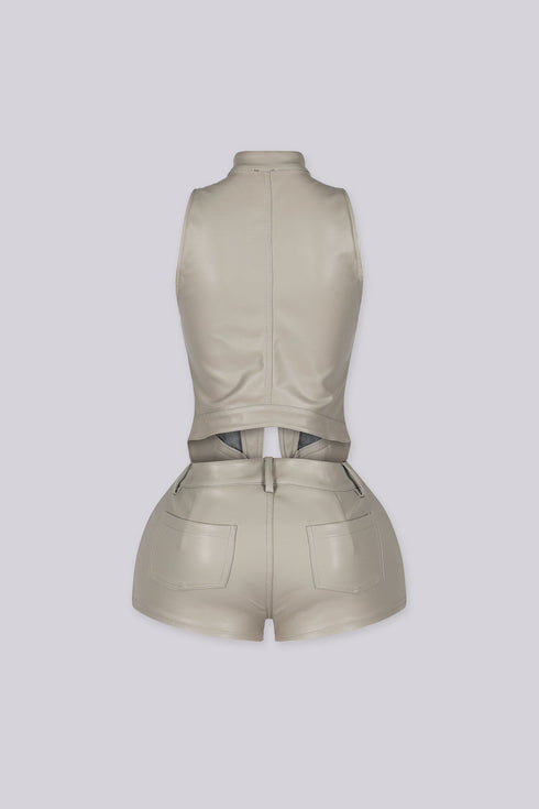 Iron Leather Halter Top & Shorts SET