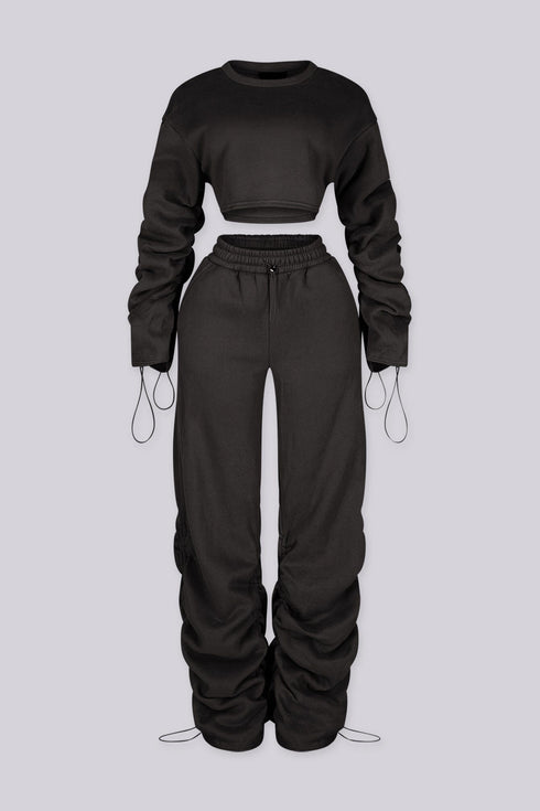 Slow Down Ruched Top & Cargo Jogger SET