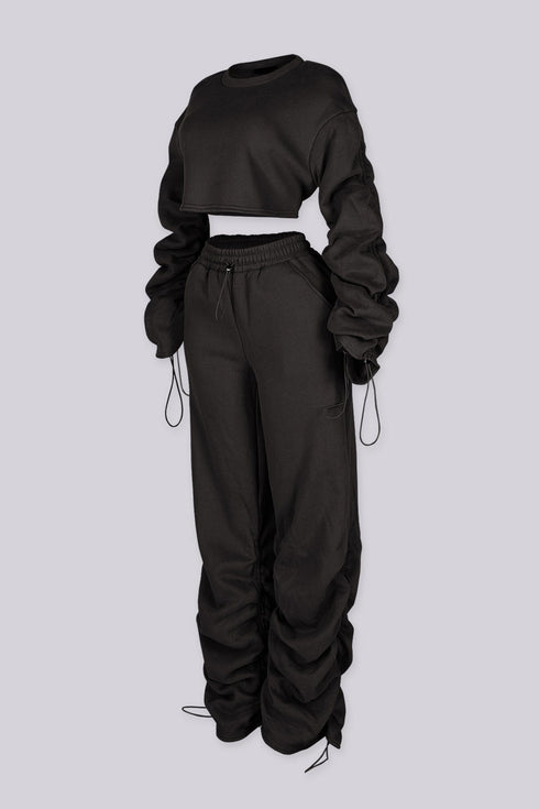 Slow Down Ruched Top & Cargo Jogger SET