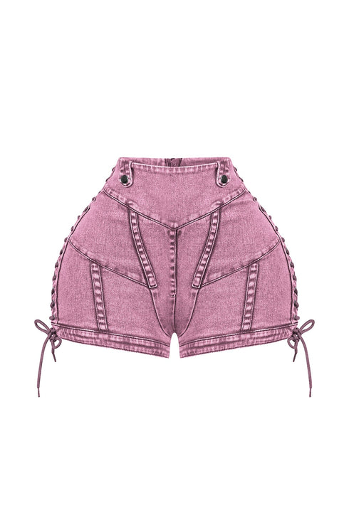 Keep Up Lace Up Denim Shorts