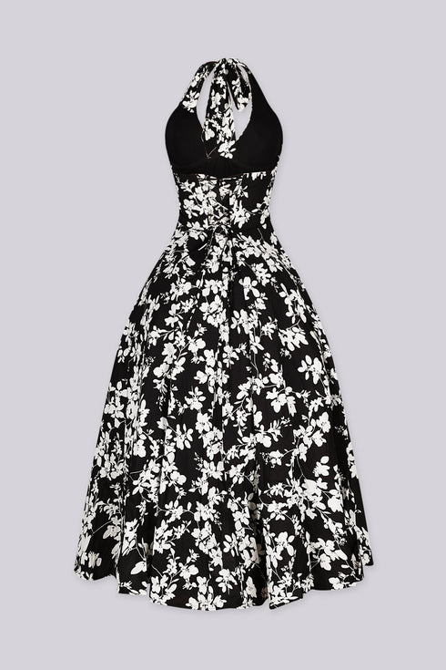 Sersei Lace Up Floral Midi Dress