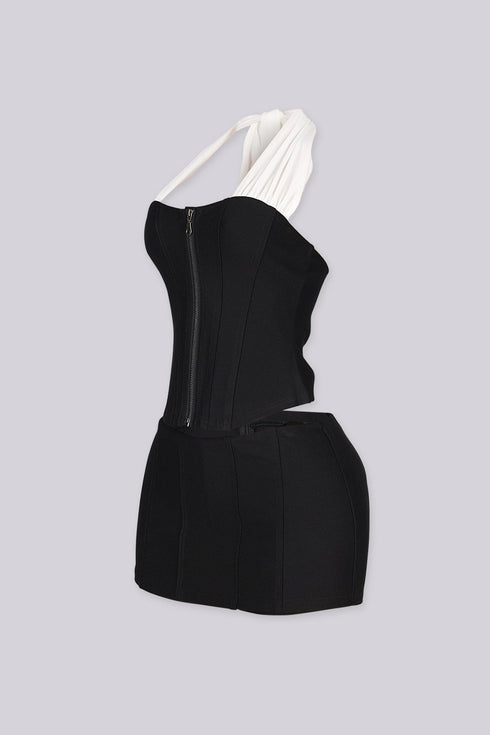 Effie Halter Corset Top & Micro Shorts SET