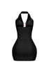 Dilara Halter Neck Metal Trim Mini Dress