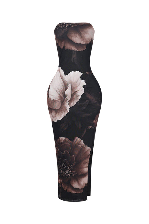 Miley Mesh Floral Tube Maxi Dress
