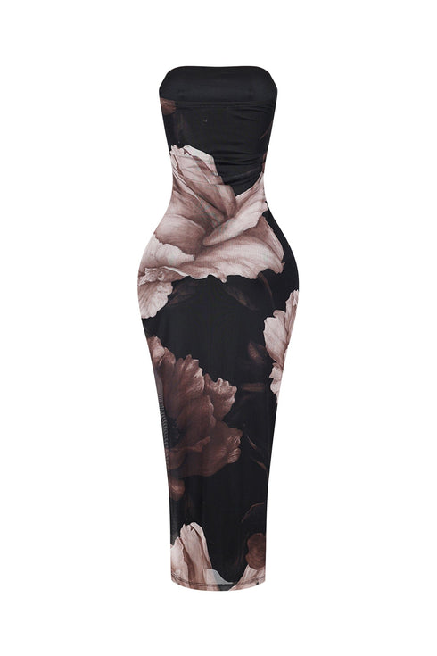 Miley Mesh Floral Tube Maxi Dress