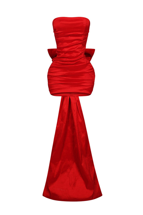 Cordelia Satin Tube Big Bow Mini Dress
