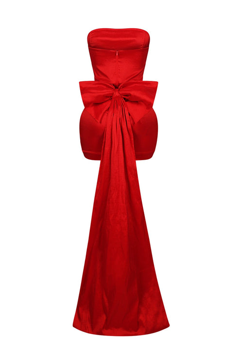 Cordelia Satin Tube Big Bow Mini Dress