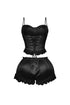 Zeeba Satin Corset Lace Up Top & Shorts SET