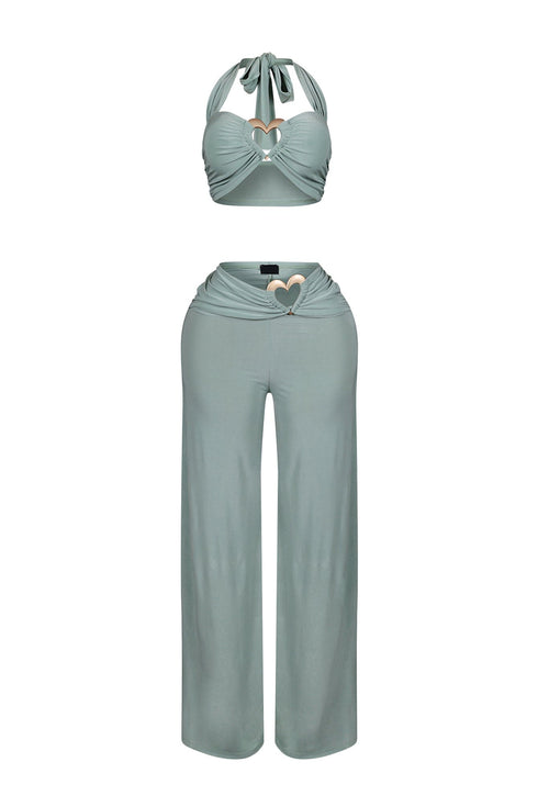 Skye Heart Detail Halter Top & Pants SET