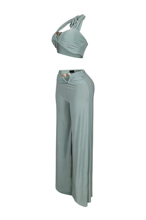 Skye Heart Detail Halter Top & Pants SET