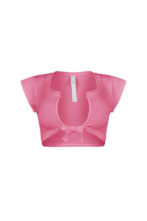 Karina Ribbed Tie Crop Top