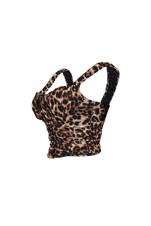 Catelyn Mesh Leopard Corset Bustier Top