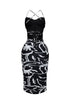 Cinna Mesh Print Ruched Midi Dress