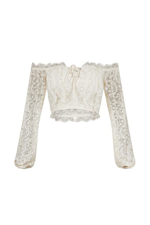 Yollie Off Shoulder Lace Crop Top