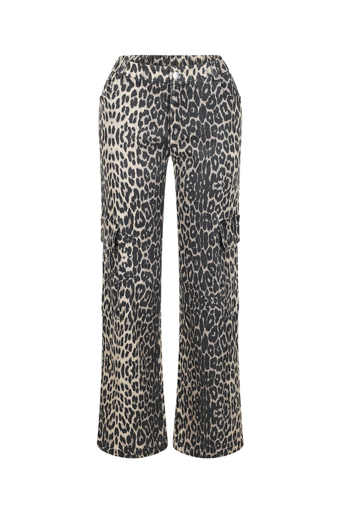 Idola Wide Leg Animal Print Cargo Pants