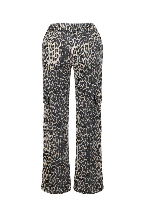Idola Wide Leg Animal Print Cargo Pants
