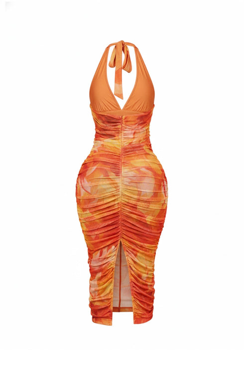 Bloomruche Mesh Print Halter Dress