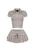 Dennet Striped Button Collar Top & Skirt SET