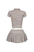 Dennet Striped Button Collar Top & Skirt SET