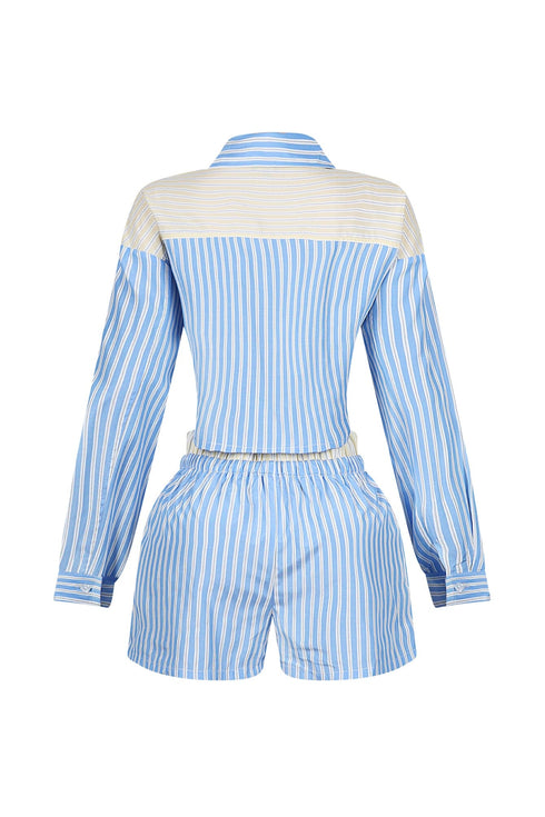 Nasia Pinstripe Poplin Boxer Top & Shorts SET