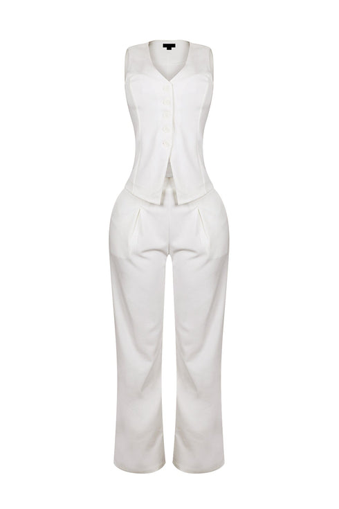 Teresita Button Up Vest Top & Pants SET