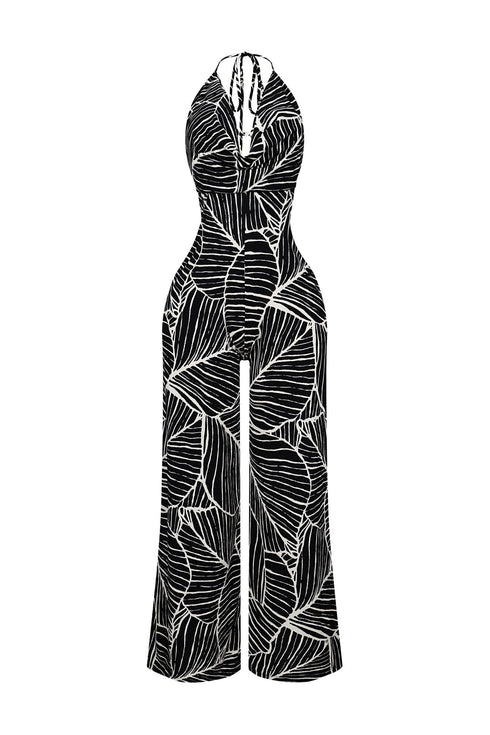Daphne Crepe Halter Cowl Neck Jumpsuit