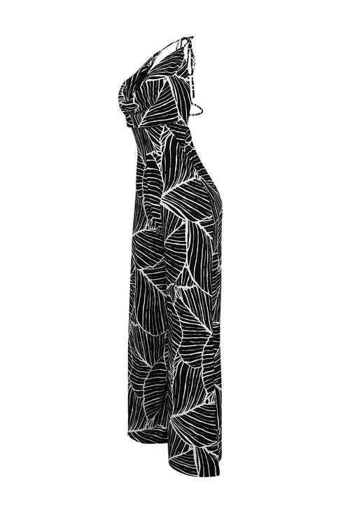 Daphne Crepe Halter Cowl Neck Jumpsuit