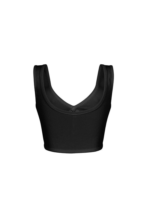 Journee Deep V Ribbed Crop Top