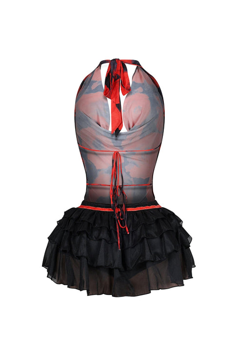 Bucky Mesh Floral Tutu Mini Dress