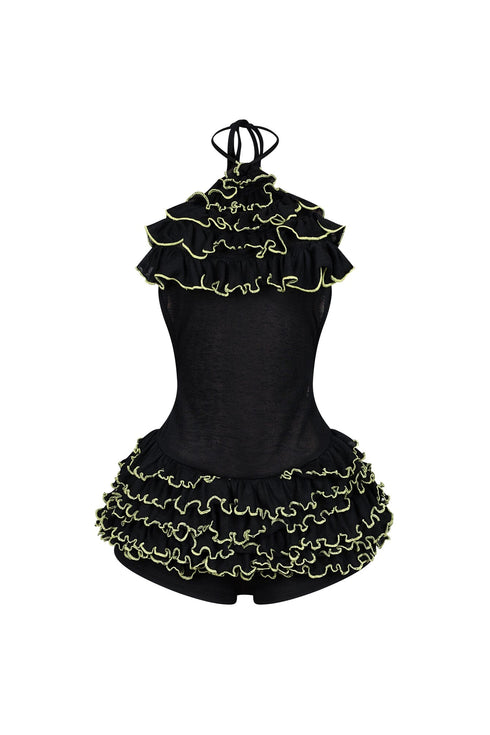 Sayaka Ruffled Halter Neck Mini Dress