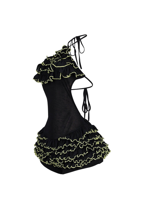 Sayaka Ruffled Halter Neck Mini Dress