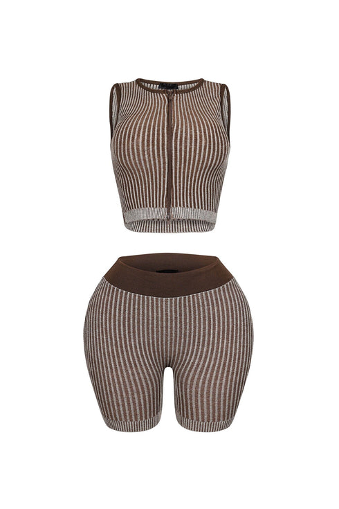 Lotus Ribbed Knit Top & Shorts SET