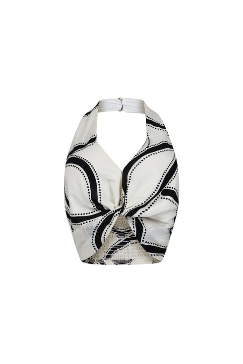 Boho Geometric Print Halter Crop Top