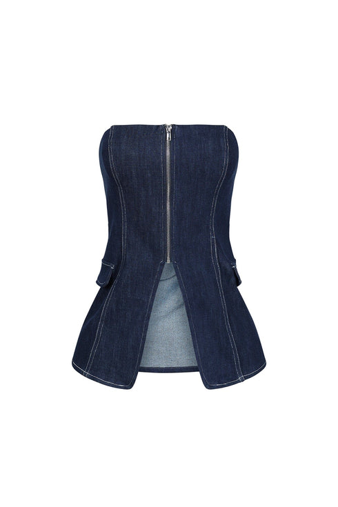 Meems Dusk Denim Zip up Tube Top